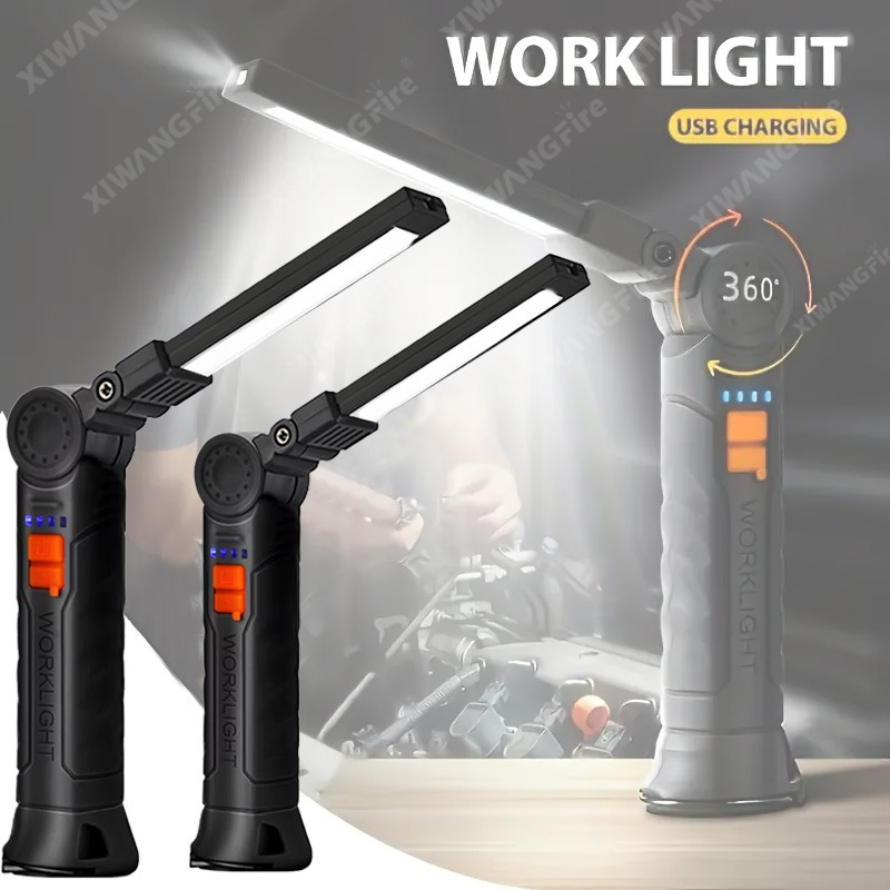 Outdoor Adventures - 充電式 LED 懐中電灯 マグネットとフック付き、作業現場のセキュリティ、夜間作業、アウトドアキャンプ、緊急用の防水