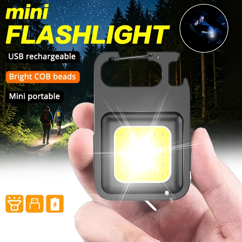 Outdoor Adventures - ポータブルキーホルダーライトミニ多機能キャンプ懐中電灯USB充電式作業用LED明るいCOBポケットクリップランタン