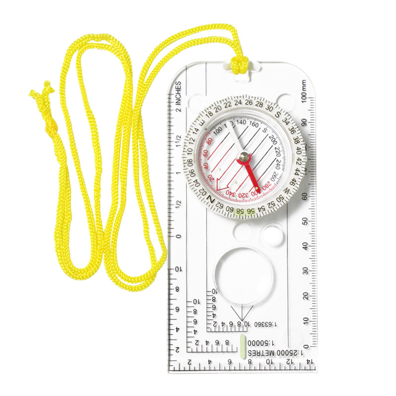 Map Compass Orienteering - 屋外用コンパスナビゲーションマップルーラー - スカウティングスケールオリエンテーリングギア、狩猟、サバイバル、旅行、バックパッキング用