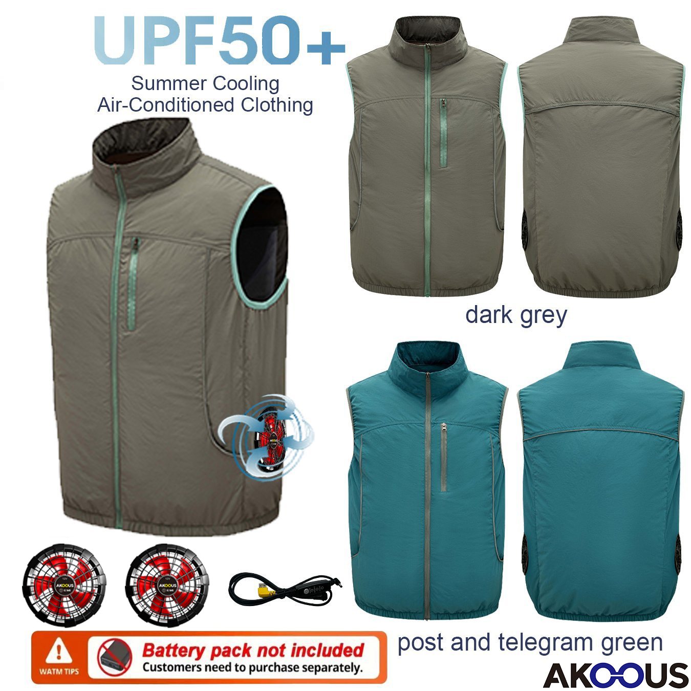 Outdoor Adventure Vest - 12V 5V USB ノースリーブ冷却ファンベスト通気性エアコンチョッキユニセックス夏屋外キャンプ釣り耐熱