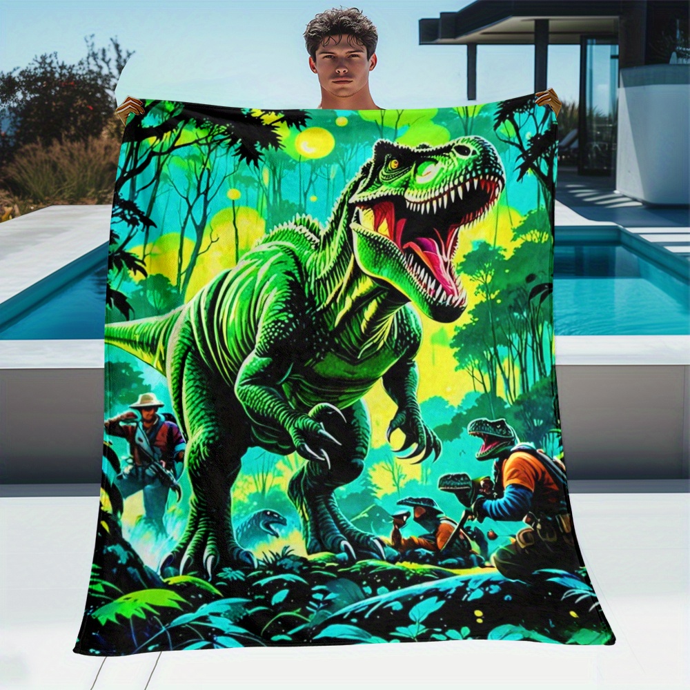 Outdoor Adventure For Kids - 恐竜 T レックス ジャングル アドベンチャー フリースブランケット