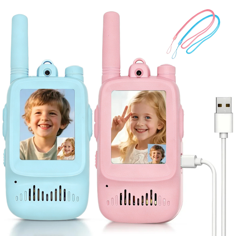 Outdoor Adventure For Kids - 2個セット 子供用ビデオトランシーバー 充電式 室内・屋外用おもちゃ ワンクリック通話 キャンプやハイキングの冒険に必須