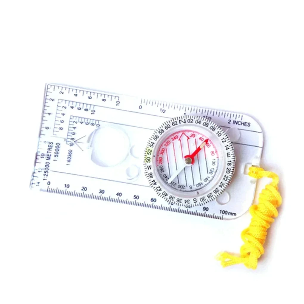 Map Compass Orienteering - ポータブルアクリルオリエンテーリングコンパス、ロープ付きナビゲーションマップルーラー、ハイキング、キャンプ、バックパッキング、サバイバル用コンパス
