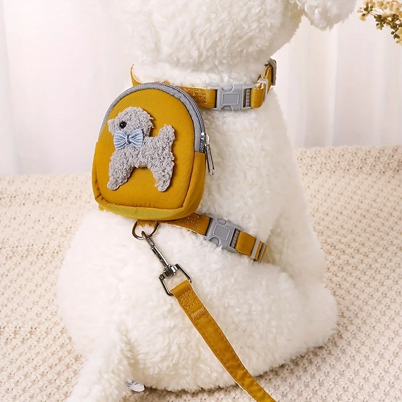 Outdoor Adventure With No Backpack - 小型犬と中型犬用のバックパックとリード付きの調節可能なソフトペットベスト - アウトドアアドベンチャーやおやつの持ち運びに最適