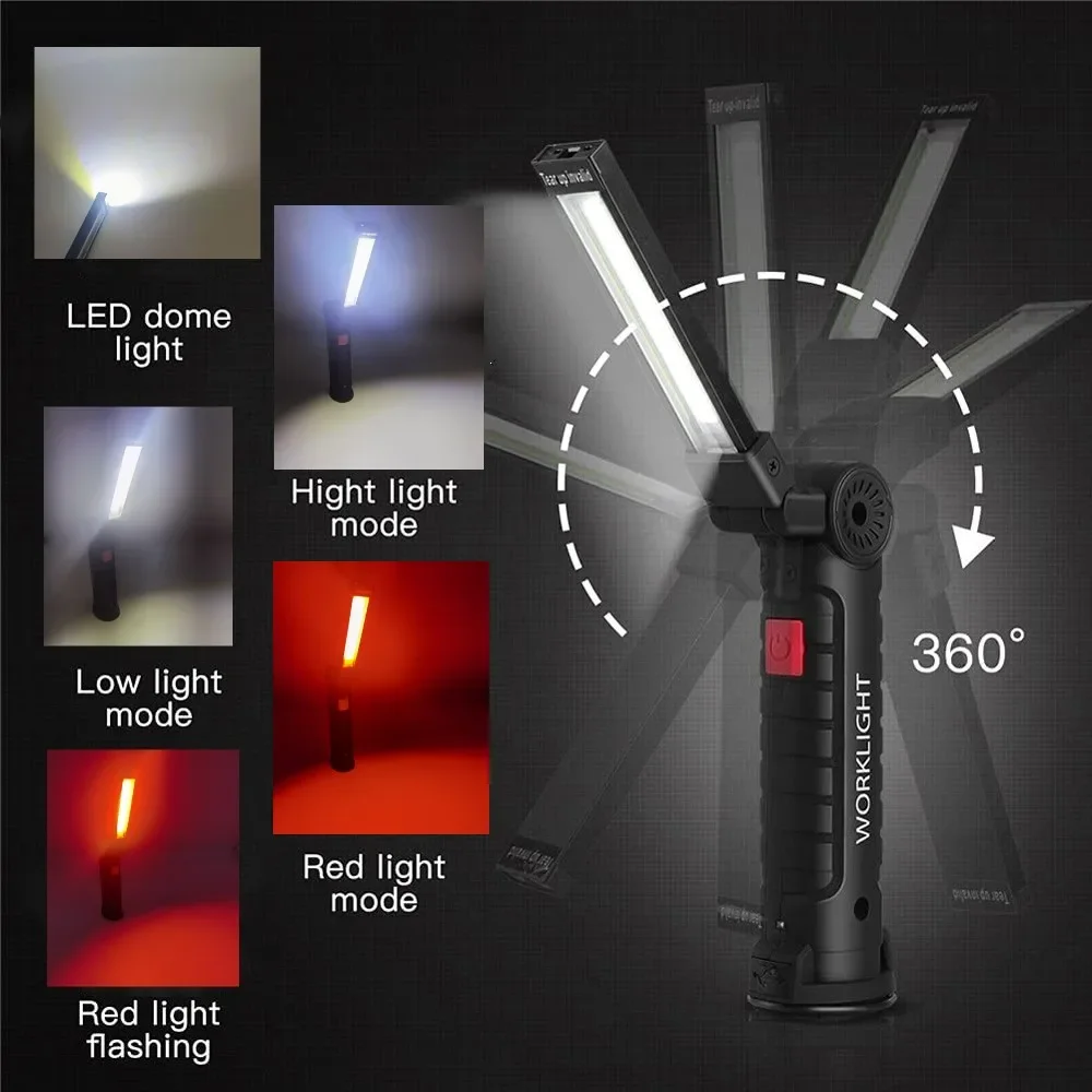 ポータブル COB LED 懐中電灯 USB 充電式ワークラ - Outdoor Adventures のレビューと価格