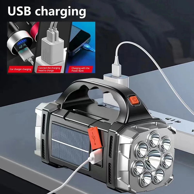 ポータブル強力な USB 充電式懐中電灯ソーラー LED ラ - Outdoor Adventures のレビューと価格