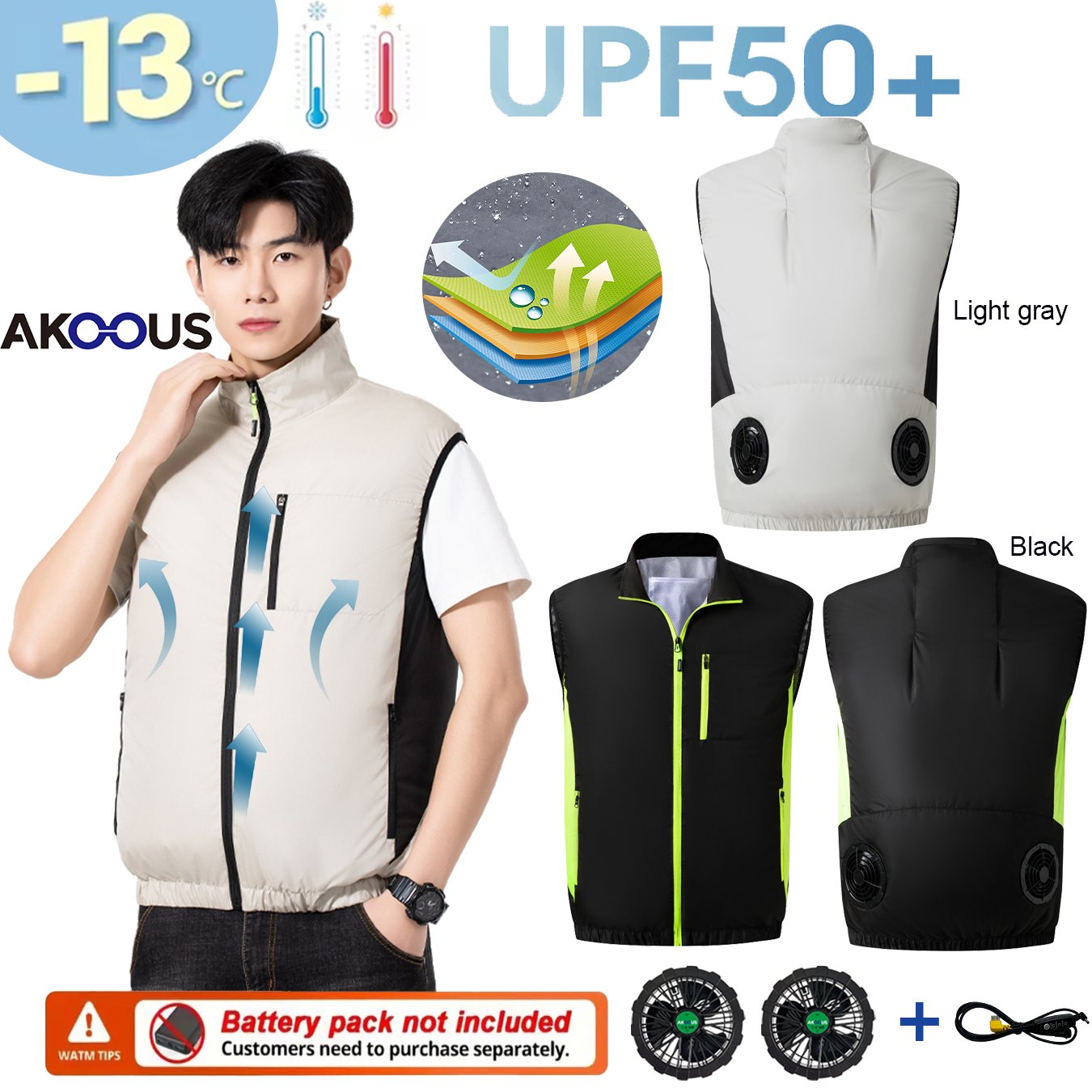 12V 5V USB冷却4ファンベスト メンズ 夏用アイス冷 - Outdoor Adventure Vest のレビューと価格