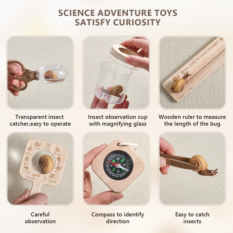 子供木製屋外冒険セットポータブル屋外昆虫ボックス科学教育玩具 - Outdoor Adventure Educator のレビューと価格